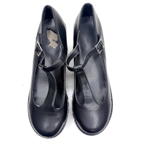 Mary Jane T Strap Gothic Whimsigoth Grundge Punk Academia Platform Heels 9 Black - Picture 7 of 9